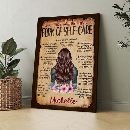 Personalized Beautiful Warrior of God Time with God Is the Highest Form of Self Care Poster Canvas