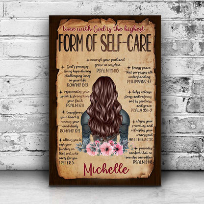 Personalized Beautiful Warrior of God Time with God Is the Highest Form of Self Care Poster Canvas