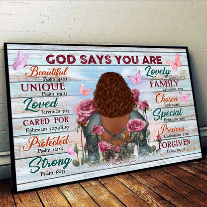 Personalized Beautifull Warrior God Says You Are Beautiful Unique Special Lovely Poster Canvas