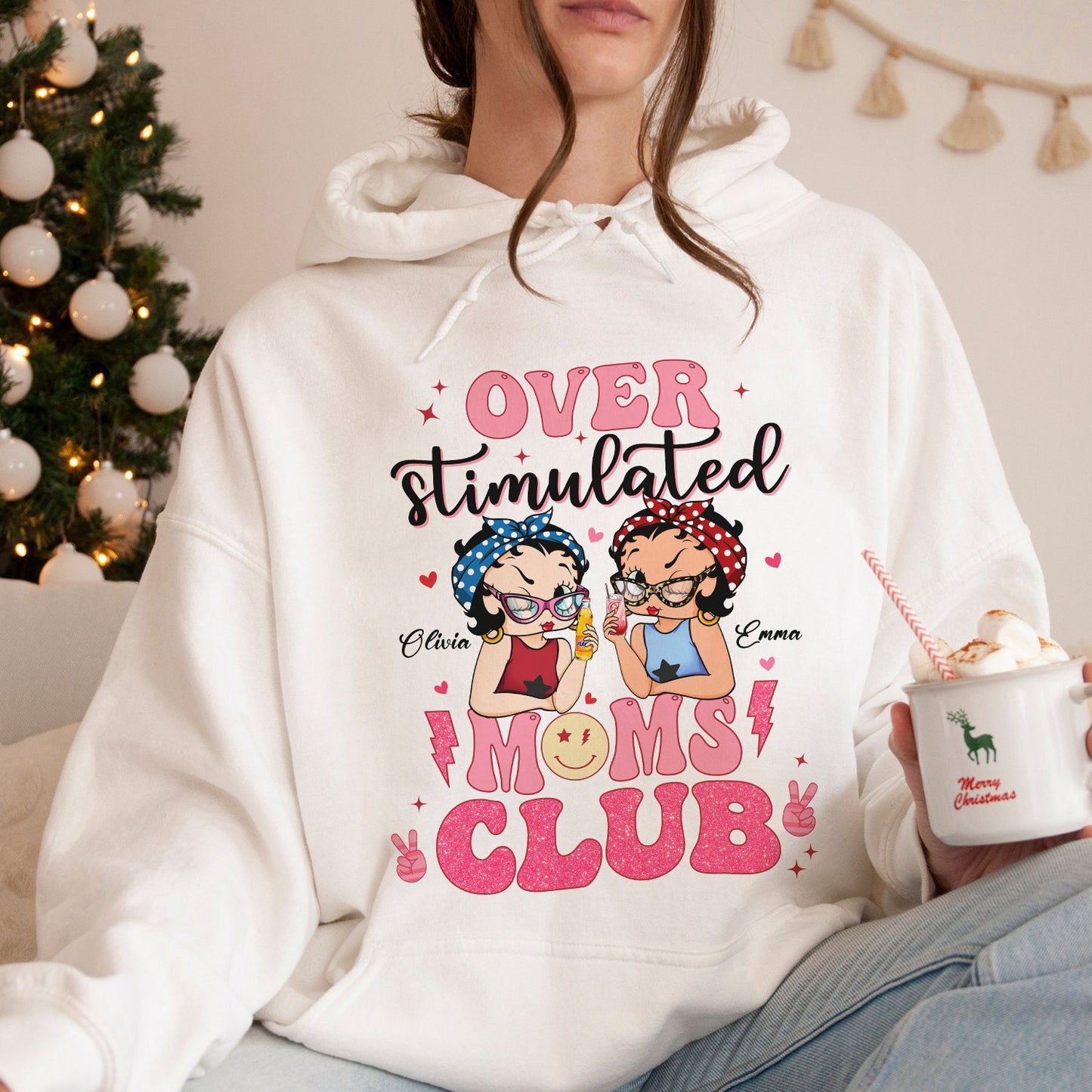 Personalized Best Friends Mom Over Stimulated Moms Club Hoodie