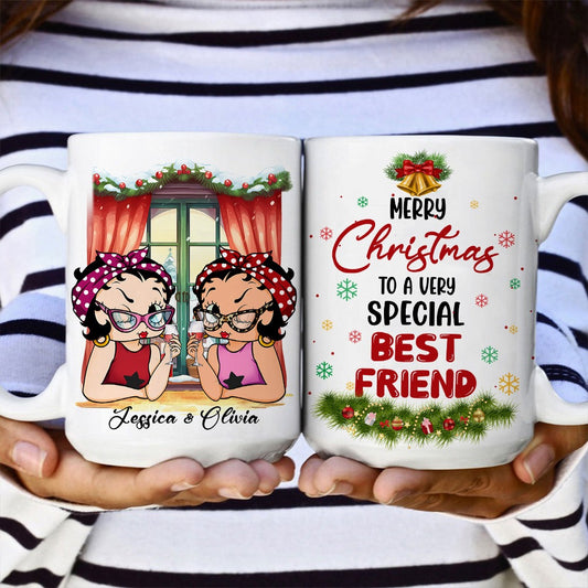 Personalized Bestie Merry Christmas To A Very Special Best Friend White Mug