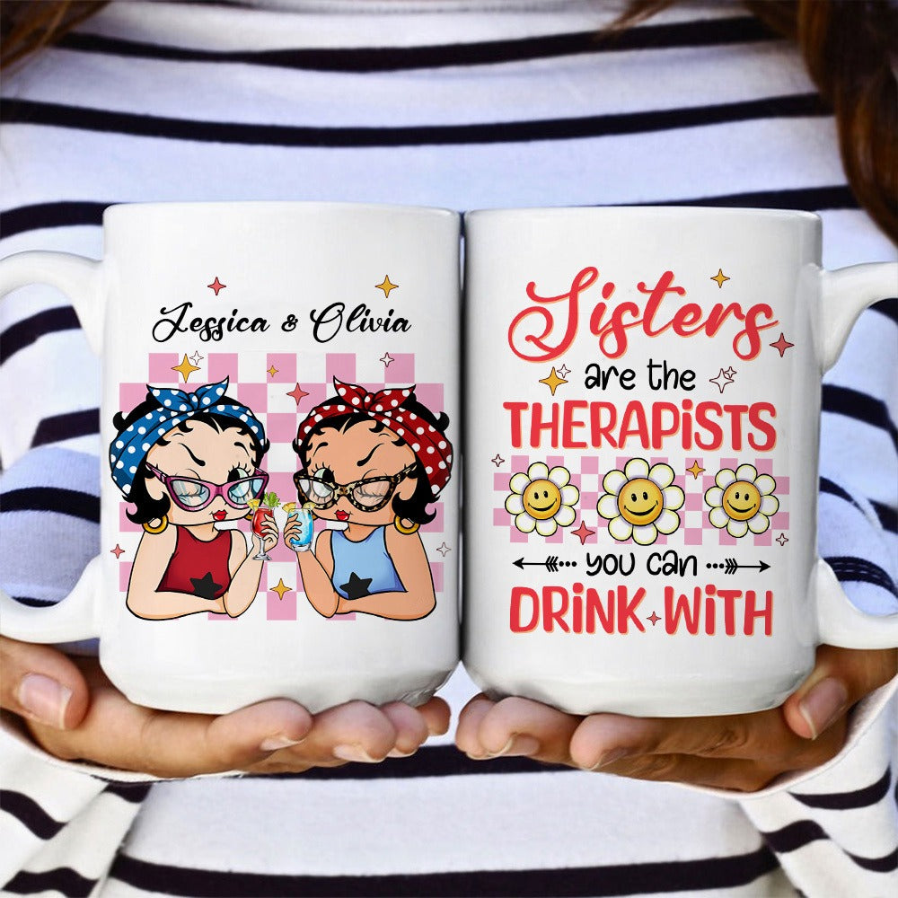 Personalized Besties Best Friends Are Therapists You Can Drink With White Mug