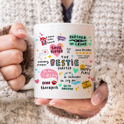 Personalized Besties The Bestie Coaster My Soul Sister My Partner In Crime White Mug