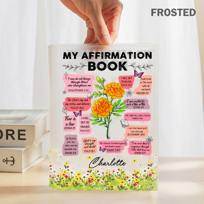 Personalized Birth Flower Christian Bible Verse Affirmation, Christian Gift for Women Acrylic Book Vase