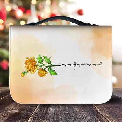 Personalized Birth Month Flower Affirmations I Can Do All Things Through Christ Leather Bible Cover