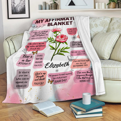 Personalized Birth Month Flower Christian Bible Verse Affirmation I Can Do All Things Through Christ Blanket