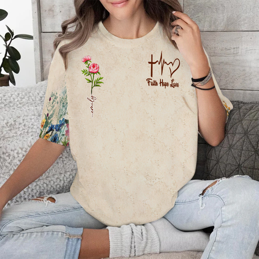 Personalized Birth Month Flower Christian Bible Verse Affirmations 3D All Over Print T-Shirt And Hoodie
