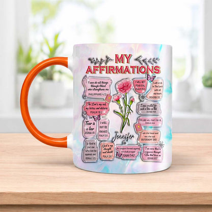 Personalized Birth Month Flower Christian Bible Verse My Affirmations Accent Edge-to-Edge Mug