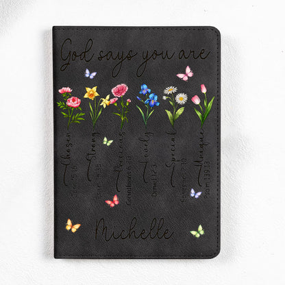 Personalized Birth Month Flowers God Says You Are Chosen Strong Bible Verses Notebook Set