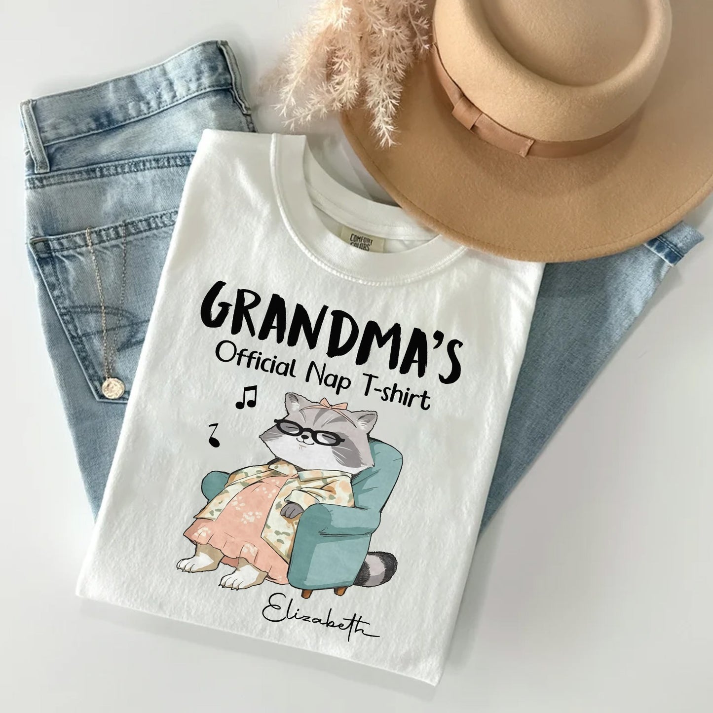 Personalized Cat Grandma's Official Nap T-Shirt, Funny Gifts For Grandma T-Shirt