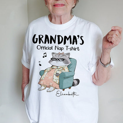 Personalized Cat Grandma's Official Nap T-Shirt, Funny Gifts For Grandma T-Shirt