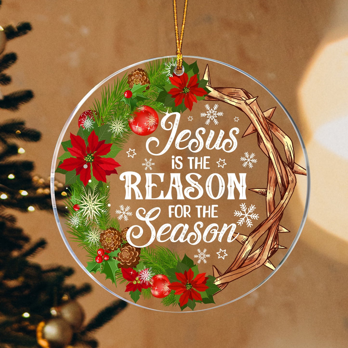 Christian Christmas Jesus Is The Reason For The Season Circle Acrylic Ornament