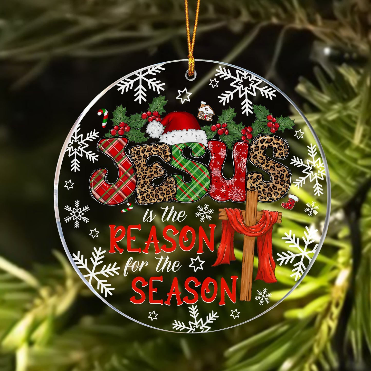 Christmas Jesus Is The Reason For The Season Circle Acrylic Ornament