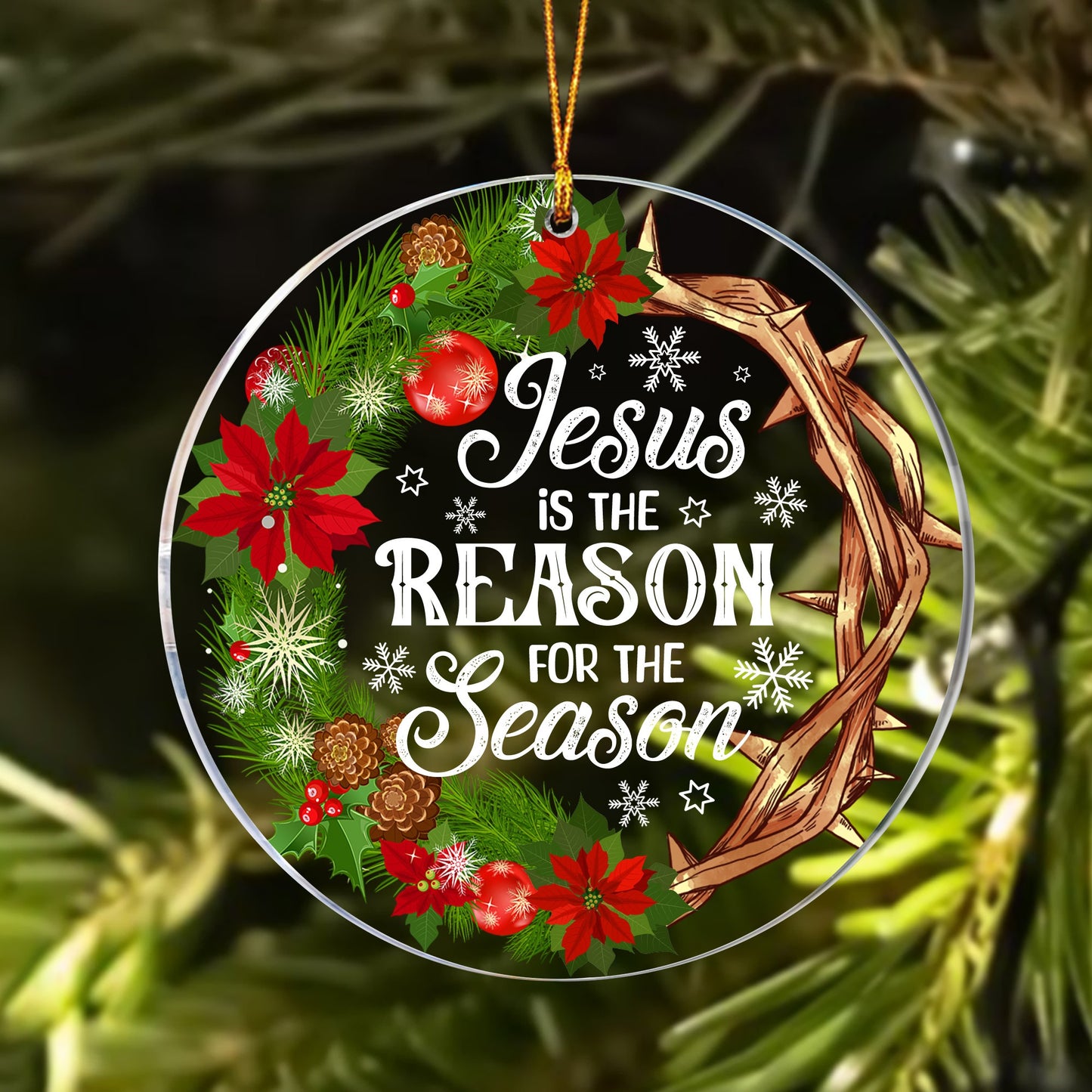 Christian Christmas Jesus Is The Reason For The Season Circle Acrylic Ornament