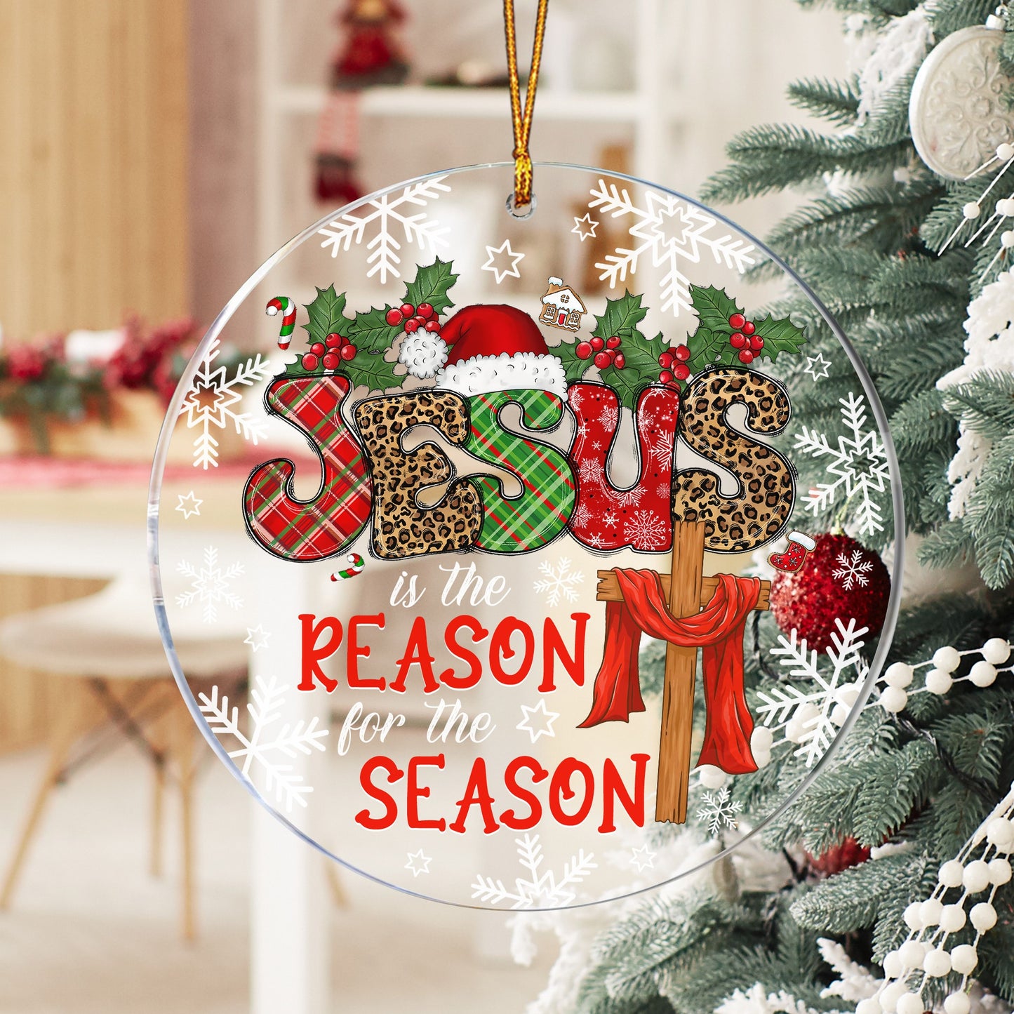 Christmas Jesus Is The Reason For The Season Circle Acrylic Ornament