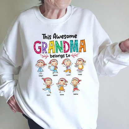 Personalized Christmas Kids This Awesome Grandma-Mom Belong To Christmas Sweatshirt