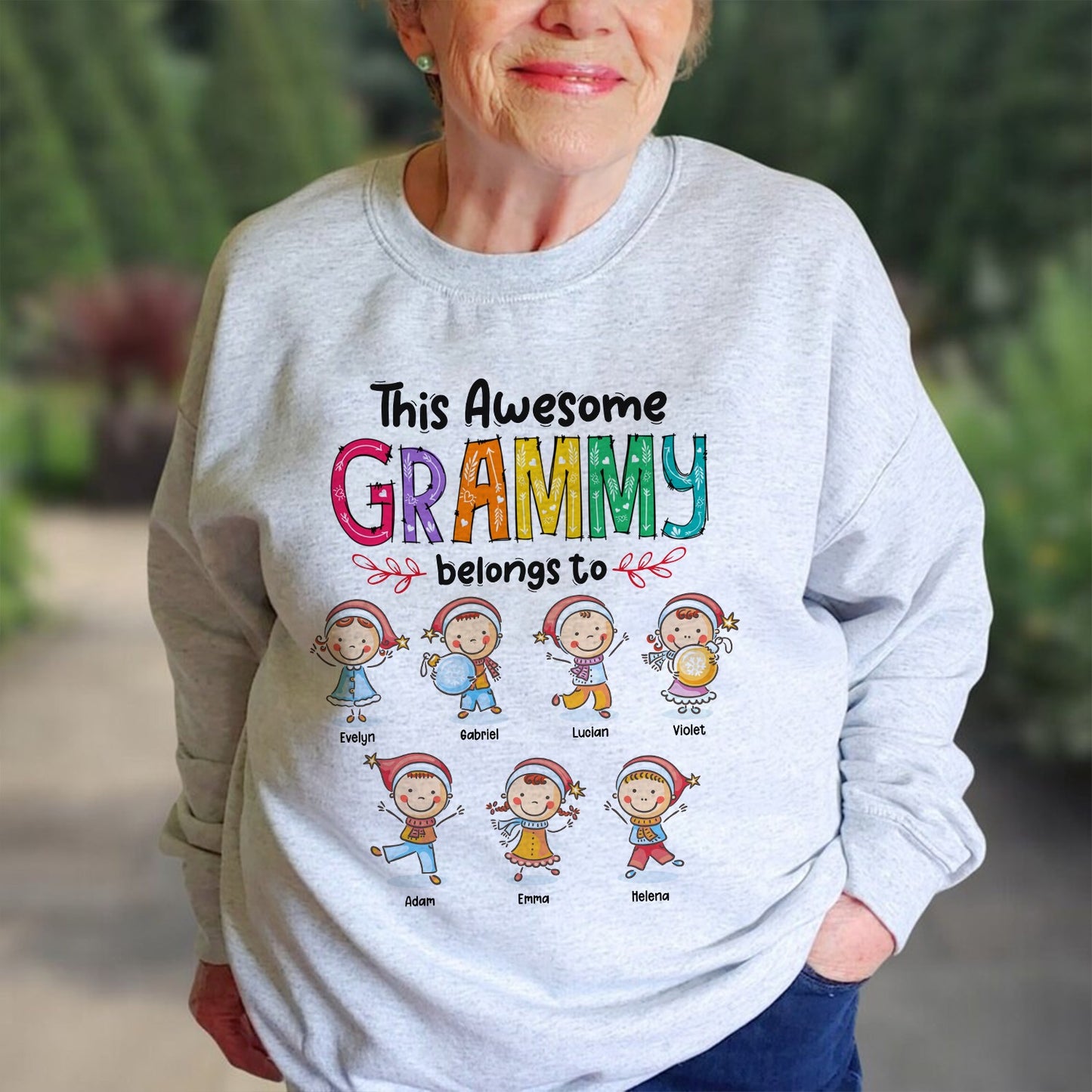 Personalized Christmas Kids This Awesome Grandma-Mom Belong To Christmas Sweatshirt