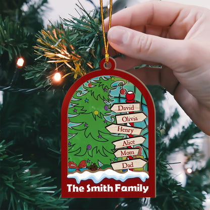 Personalized Christmas North Pole Family Ornament, Custom Christmas Family Suncatcher Ornament