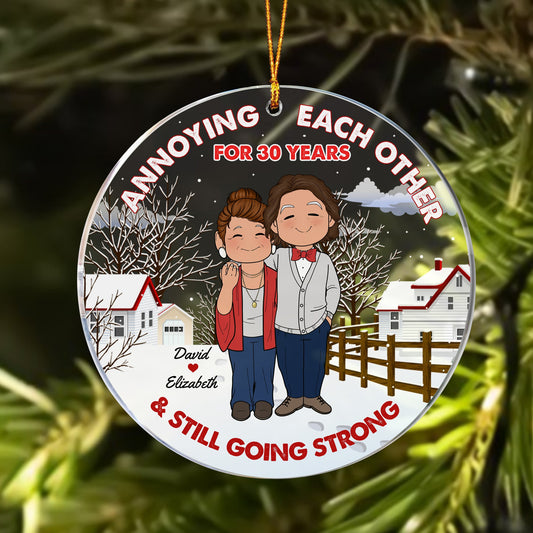 Personalized Christmas Old Couple Annoying Each Other For Many Years Circle Acrylic Ornament