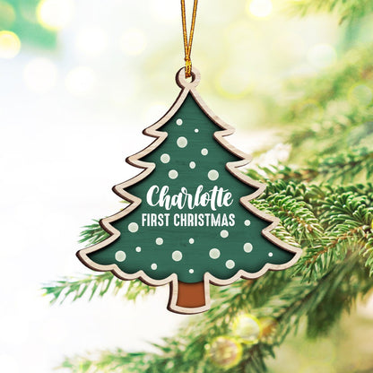 Personalized Christmas Tree Ornament With Custom Name 2-Layer Wooden Ornament