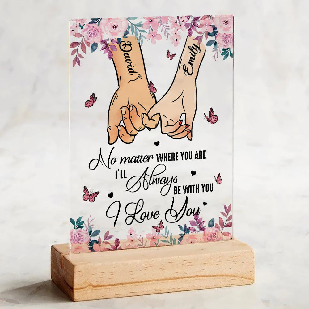 Personalized Couple Hold Your Hands, No Matter Where You Are Acrylic Plaque