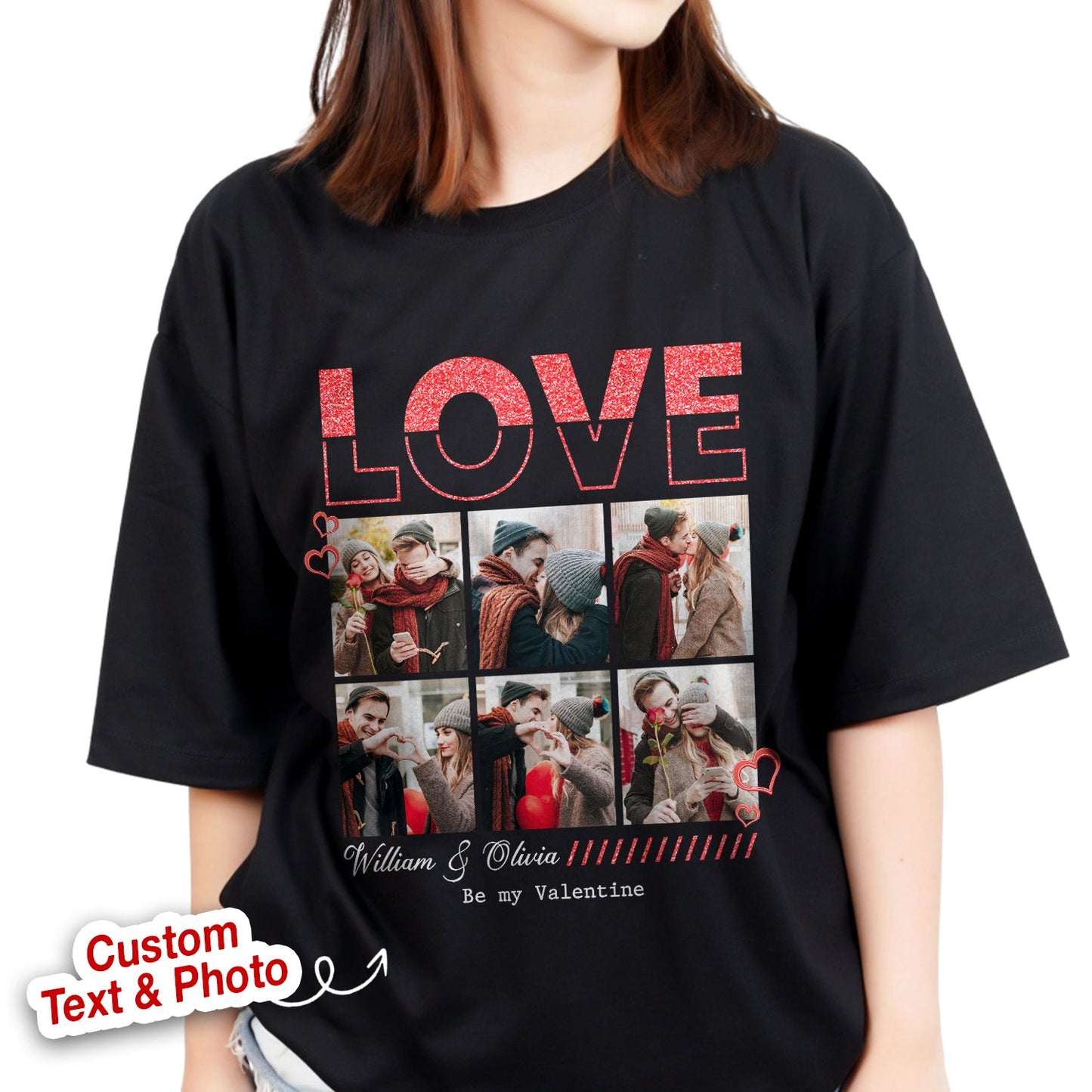 Personalized Couple Photo Love Be My Valentine T-Shirt