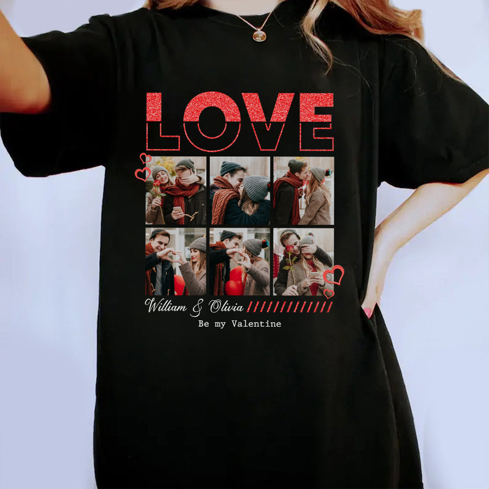 Personalized Couple Photo Love Be My Valentine T-Shirt