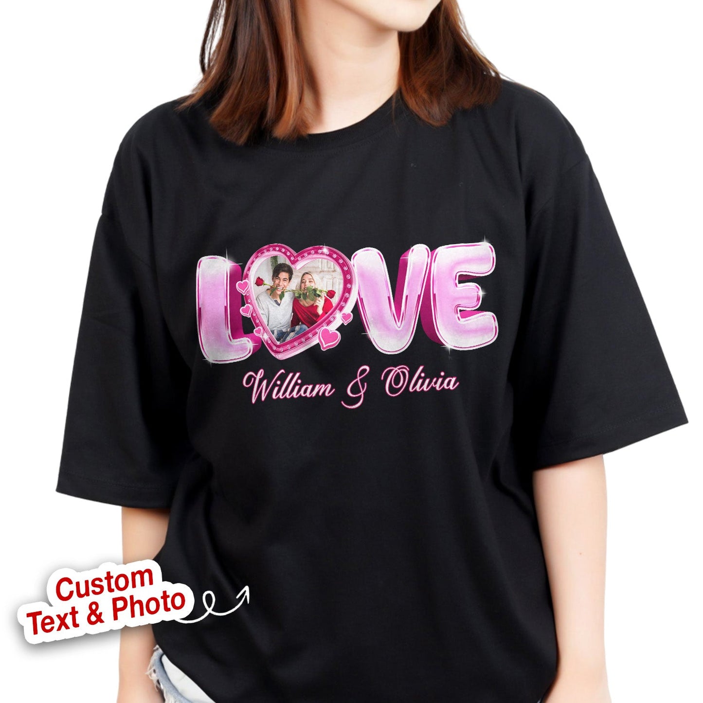 Personalized Couple Photo Valentine’s Day Love T-Shirt