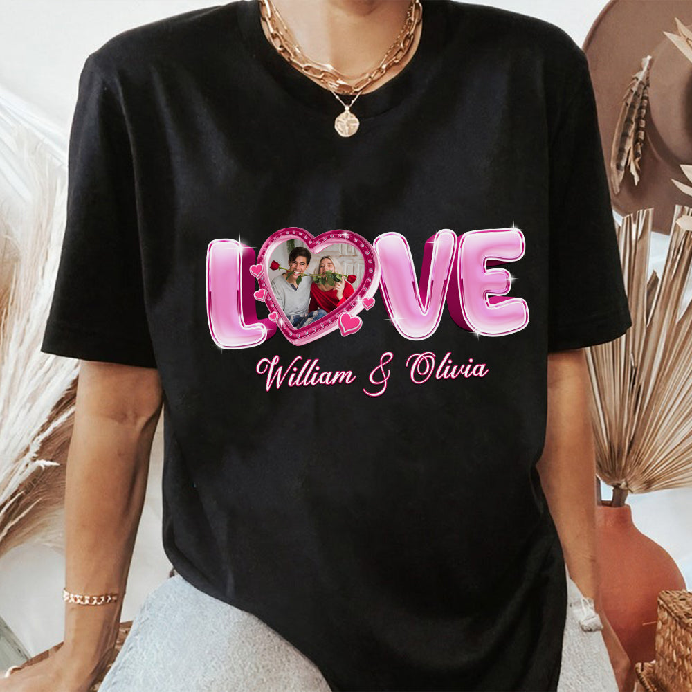 Personalized Couple Photo Valentine’s Day Love T-Shirt