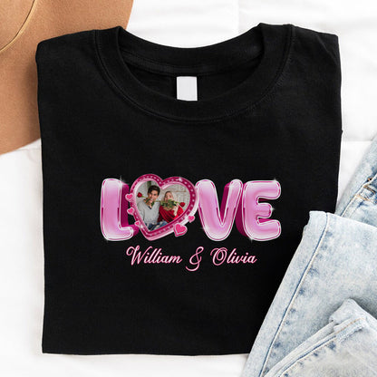 Personalized Couple Photo Valentine’s Day Love T-Shirt