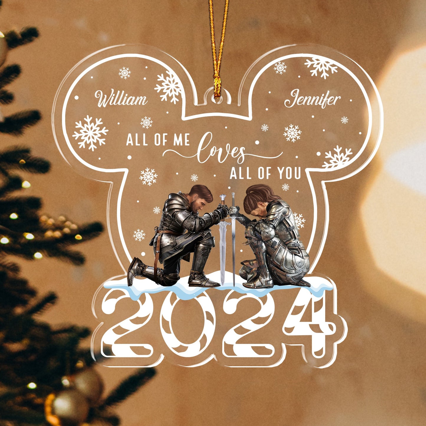 Personalized Couple Warrior Of God All Of Me Loves All Of You Christmas Acrylic Ornament