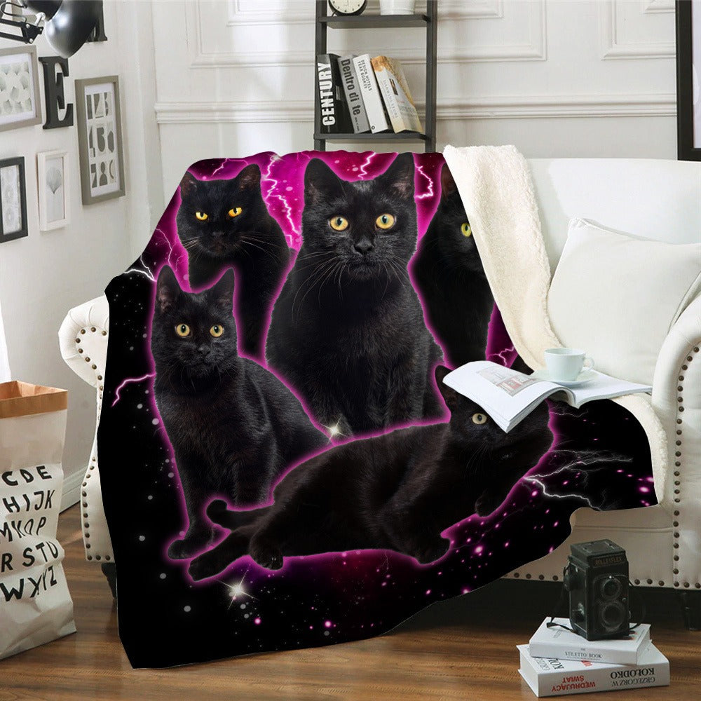 Personalized Cute Cat Photo Galaxy Blanket, Custom Mystical Cat Blanket