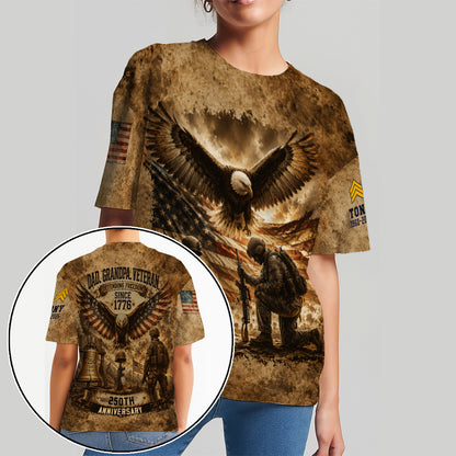 Personalized Dad Grandpa Veteran Defending Freedom 250th Anniversary 3D All Over Print T-Shirt And Hoodie
