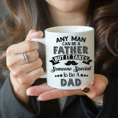 Personalized Daddy And Kid Bump Hands, Any Man Can Be A Father White Mug