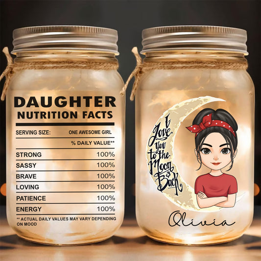 Personalized Daughter Funny Nutrition Facts Mason Jar Light