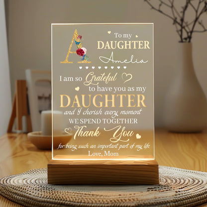 Personalized Alphabet Letter Name To My Daughter I Am My Grateful Star Acrylic Plaque LED Light Night