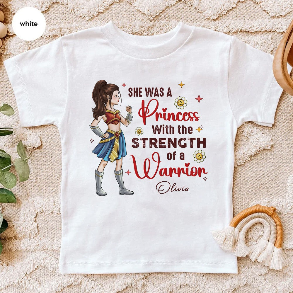 Personalized Daughter Warrior She Was A Princess With The Strength Of A Warrior Kid T- Shirt