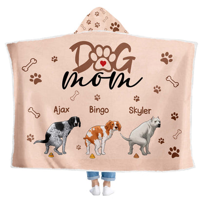 Personalized Dog Mom Gift, Funny Pooping Dog Blanket for Dog Lovers Hooded Blanket