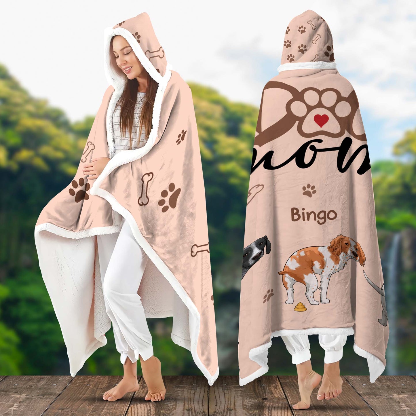 Personalized Dog Mom Gift, Funny Pooping Dog Blanket for Dog Lovers Hooded Blanket