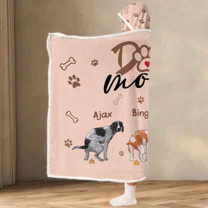 Personalized Dog Mom Gift, Funny Pooping Dog Blanket for Dog Lovers Hooded Blanket