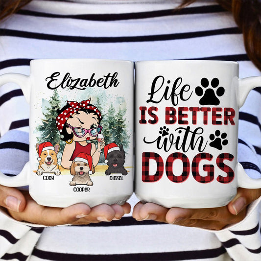 Personalized Dog Mom Life Is Better With Dogs White Mug