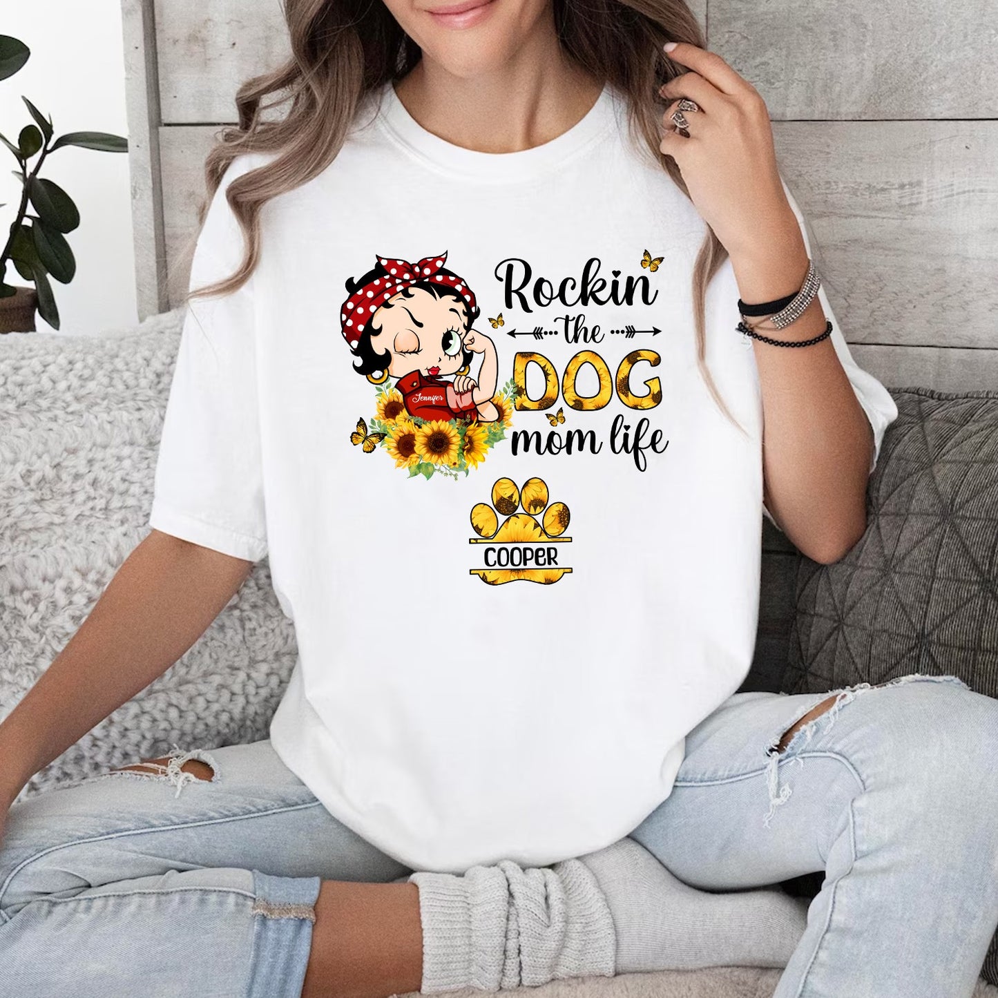 Personalized Dog Mom, Rockin The Dog Mom Life T-Shirt