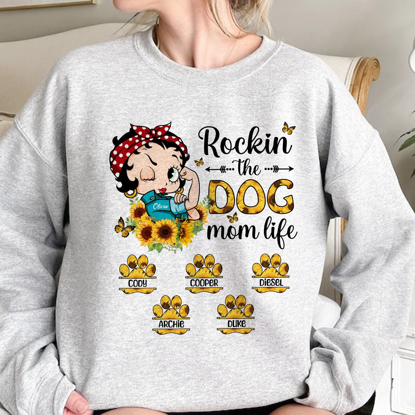 Personalized Dog Mom, Rockin The Dog Mom Life Sweatshirt