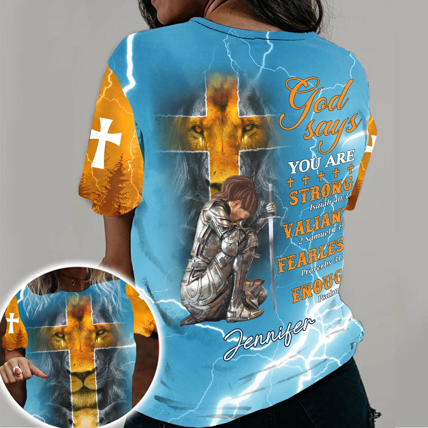 Personalized Faith Warrior God Says You Are Strong Valiant Fearless Enough 3D All Over Print T-Shirt And Hoodie