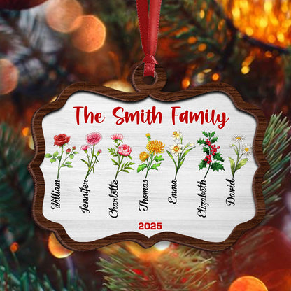 Personalized Family Birth Month Flower Ornament Christmas Gift 2 Layer Wooden Ornament
