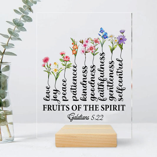 Personalized Family Birth Month Flowers, Fruit Of The Spirit Galatians 5:22-23 Tree Acrylic Plaque