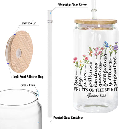 Personalized Family Birth Month Flowers, Fruit Of The Spirit Galatians 5:22-23 Tree Clear Glass Can