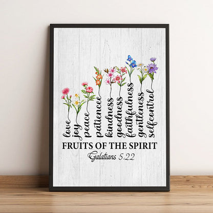 Personalized Family Birth Month Flowers, Fruit Of The Spirit Galatians 5:22-23 Tree Poster Canvas