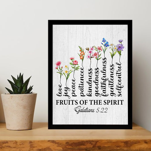 Personalized Family Birth Month Flowers, Fruit Of The Spirit Galatians 5:22-23 Tree Poster Canvas