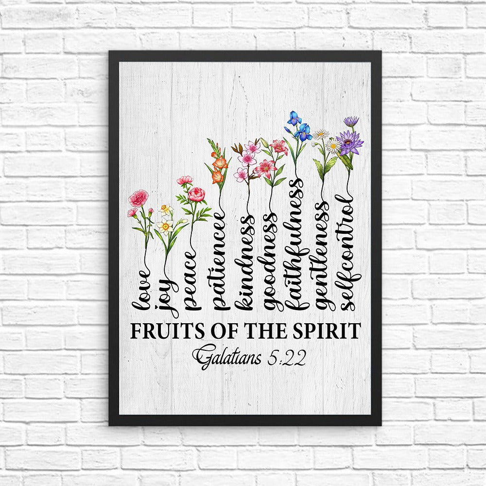 Personalized Family Birth Month Flowers, Fruit Of The Spirit Galatians 5:22-23 Tree Poster Canvas